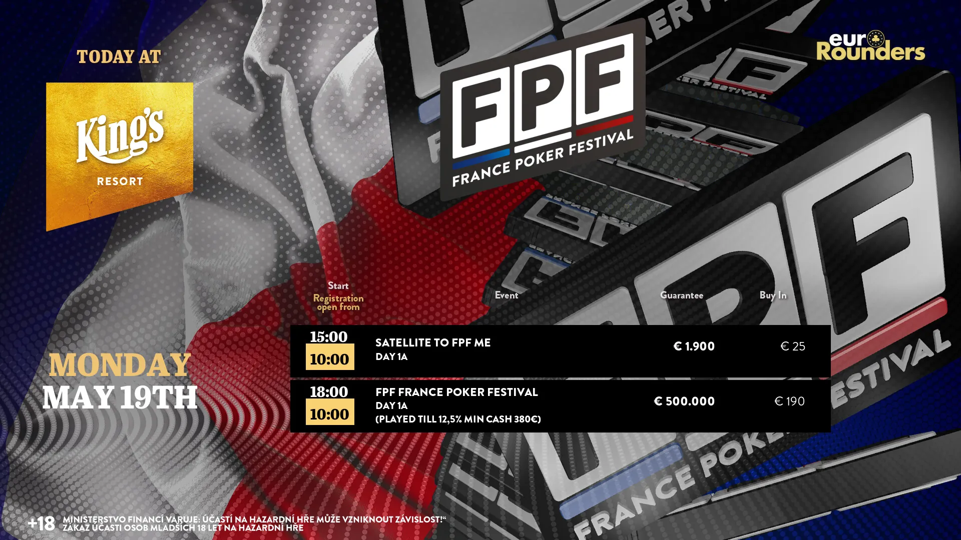 King's Resort Rozvadov poker turnaje 19. 5. 2025
