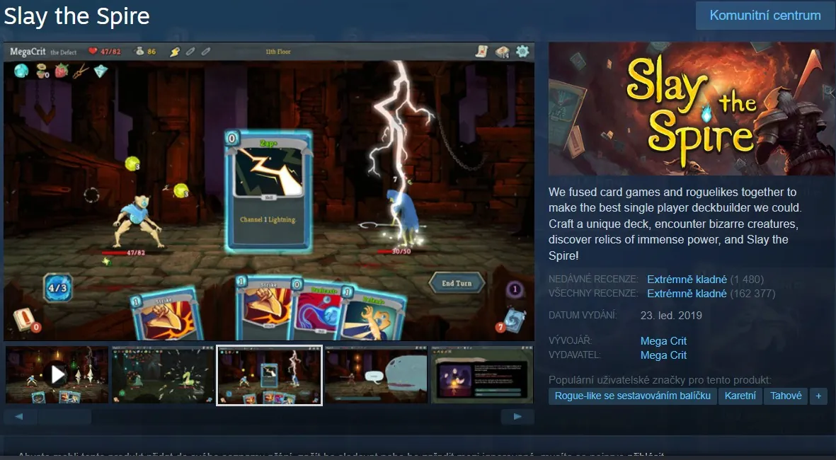 obrázek s náhledem na hru slay the spire