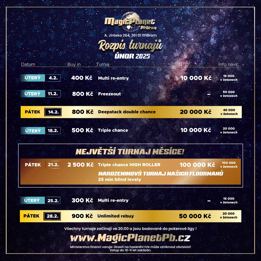 program poker turnajů magic planet příbram únor 2025