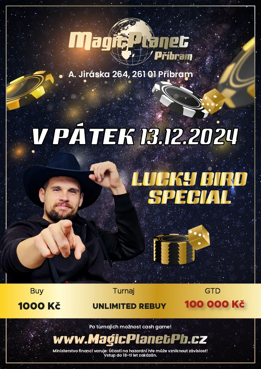 Lucky Bird Poker speciální turnaj Magic Planet Příbram