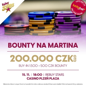 Rebuy Stars Plaza v Plzni zve na středeční turnaj „Bounty na Martina“