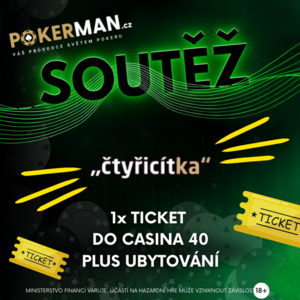 SOUTĚŽ: Zkus vyhrát balíček do poker turnaje s GTD 200.000 Kč v CASINO C40 SOUTĚŽ: Zkus vyhrát balíček do poker turnaje s GTD 200.000 Kč v CASINO C40