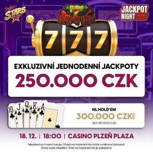 Rebuy Stars Casino Plzeň Plaza: Rentier jackpot night s poker turnajem o GTD 300.000 Kč!