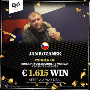 King´s Casino Prague: V Beginner´s Monday €5K GTD vyhrál Jan Rožánek, "ZZ" skončil 3.