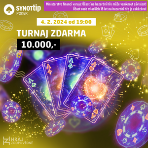 Synottip poker: Víkendové majory nabídnou dohromady GTD 700K Kč. Pro nováčky freeroll o 10.000 Kč!