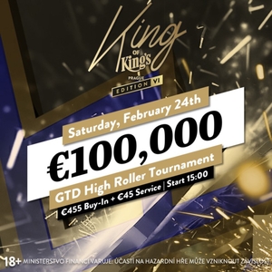 King's Prague: Sobotní High roller VI garantuje €100.000 King's Prague: Sobotní High roller VI garantuje €100.000