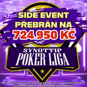 Synottip Poker Liga - Kdo si odnesl přes 140.000 Kč z přebraného Side Eventu?