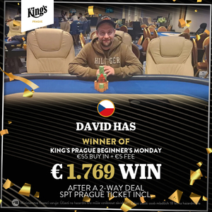 King´s Casino Prague: Poker turnaj Beginner´s Monday pořešili David Has a Radek Částka