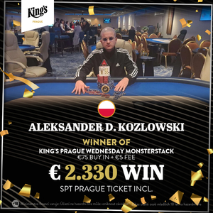 King's Prague Wednesday Monsterstack: Nejlepší poker face udržel až do konce Aleksander D. Kozlowski