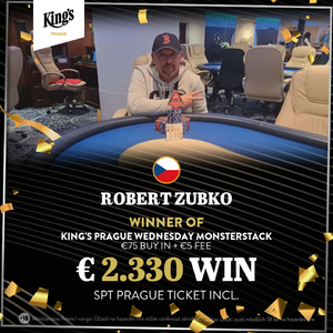 King's Casino Prague: Středeční Wednesday Monsterstack vyhrál bez dealu Robert Zubko 