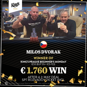 King's Prague: Poker turnaj Beginner's Monday vyhrál po dealu Miloš Dvořák!