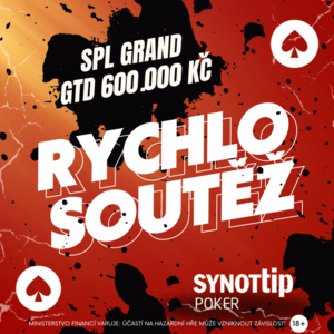 Rychlo soutěž o jeden vstup do turnaje SPL GRAND 600.000 Kč na Synottip.cz Rychlo soutěž o jeden vstup do turnaje SPL GRAND 600.000 Kč na Synottip.cz