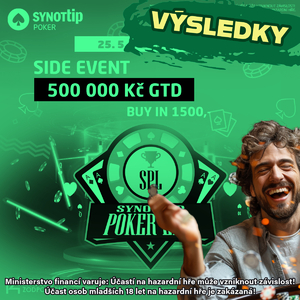 Synottip Poker Liga: Side event o 500K pořešil Stanik76, kolik vyhrál? Synottip Poker Liga: Side event o 500K pořešil Stanik76, kolik vyhrál?