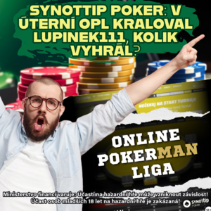 Synottip poker: V úterní OPL kraloval Lupinek111, kolik vyhrál? Synottip poker: V úterní OPL kraloval Lupinek111, kolik vyhrál?