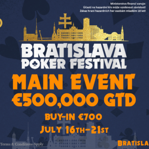 Bratislava Poker Festival v Card Casinu: Main Event o více než 12 mega Bratislava Poker Festival v Card Casinu: Main Event o více než 12 mega
