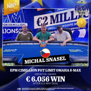 EPM €2MILLION: 16 Čechů ve hře v ME a Michal Snášel vyhrál PLO event! EPM €2MILLION: 16 Čechů ve hře v ME a Michal Snášel vyhrál PLO event!