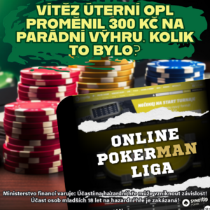 Synottip Poker: Vítěz úterní OPL proměnil 300 Kč na parádní výhru. Kolik to bylo? Synottip Poker: Vítěz úterní OPL proměnil 300 Kč na parádní výhru. Kolik to bylo?