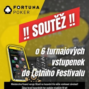 Mega soutěž o 6 volných vstupů na víkendové hlavní turnaje Fortuna Festivalu! Mega soutěž o 6 volných vstupů na víkendové hlavní turnaje Fortuna Festivalu!
