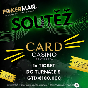SOUTĚŽ: Vyhraj vstup do turnaje s GTD €100.000 v Card Casino Šamorín! SOUTĚŽ: Vyhraj vstup do turnaje s GTD €100.000 v Card Casino Šamorín!