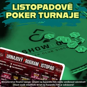 Do konce listopadu si v Showdown Poker Clubu zahrajete minimálně o 1.100.000 Kč Do konce listopadu si v Showdown Poker Clubu zahrajete minimálně o 1.100.000 Kč