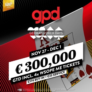 King's Casino Rozvadov: Listopadový ME German Poker Days garantuje €300.000 King's Casino Rozvadov: Listopadový ME German Poker Days garantuje €300.000
