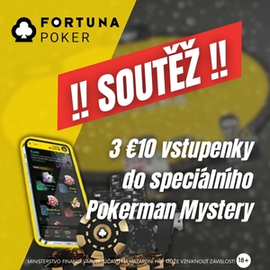Soutěž o tři €10 vstupenky do speciálního turnaje Pokerman Mystery na Fortuna Pokeru