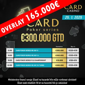 Card Casino Šamorín: Podaří se zlomit hrozbu overlaye v Card Poker Series s GTD €300.000? Card Casino Šamorín: Podaří se zlomit hrozbu overlaye v Card Poker Series s GTD €300.000?