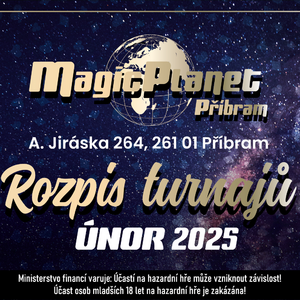 Magic Planet Příbram: V únoru si zahrajete poker turnaje s celkovou GTD 190 000 Kč Magic Planet Příbram: V únoru si zahrajete poker turnaje s celkovou GTD 190 000 Kč