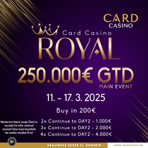 Card Casino Šamorín: 11. března startuje festival Card Casino Royal Card Casino Šamorín: 11. března startuje festival Card Casino Royal