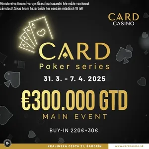 Card Casino Šamorín: Začátek dubna patří festivalu Card Poker Series s garancí €390.000