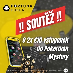 Soutěž o dvě €10 vstupenky do turnaje Pokerman Mystery, který se koná 3. dubna na Fortuna Pokeru! Soutěž o dvě €10 vstupenky do turnaje Pokerman Mystery, který se koná 3. dubna na Fortuna Pokeru!