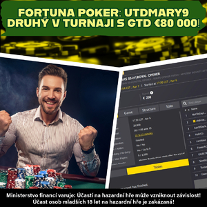 Fortuna Poker: Utdmary9 druhý v turnaji s GTD €80 000! Fortuna Poker: Utdmary9 druhý v turnaji s GTD €80 000!