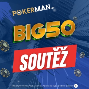 Soutěž o 2x jeden volný vstup do dubnového turnaje Pokerman BIG50 GTD €50 000 Soutěž o 2x jeden volný vstup do dubnového turnaje Pokerman BIG50 GTD €50 000