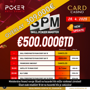 OVERLAY €309 000! Státní smutek změnil harmonogram flightů SPM, a tak v sobotu začínáme v 18:30 OVERLAY €309 000! Státní smutek změnil harmonogram flightů SPM, a tak v sobotu začínáme v 18:30