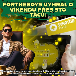 Synottip Poker: FortheBoys vyhrál o víkendu přes sto táců! Synottip Poker: FortheBoys vyhrál o víkendu přes sto táců!