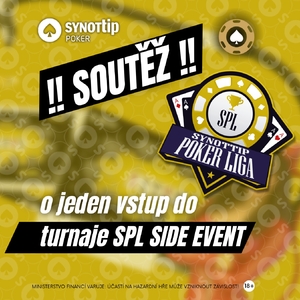 SOUTĚŽ o jeden vstup do květnového turnaje SPL Side Event s GTD 400 000 Kč na Synottip Pokeru