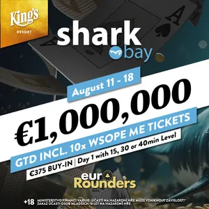 King's Resort: Po prvních dvou flightech Sharkbay €1Million Main Eventu je ve vedení Riverking