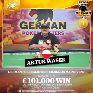 King’s Resort: Raptor inkasoval z finálového stolu GPM €1Million přes 650.000 Kč, šampionem je Polák Wasek