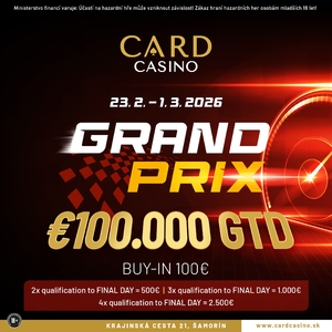 Card Casino Šamorín: Dušan Samek v čele české sestavy postupujících v Grand Prix Main Eventu