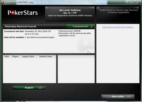PokerList freeroll PokerList freeroll