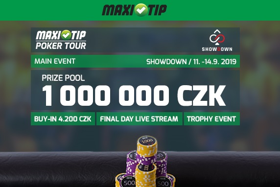 Turnaj desetiletí v Showdownu. Maxitip Poker Tour o 1.000.000 Kč startuje dnes Turnaj desetiletí v Showdownu. Maxitip Poker Tour o 1.000.000 Kč startuje dnes