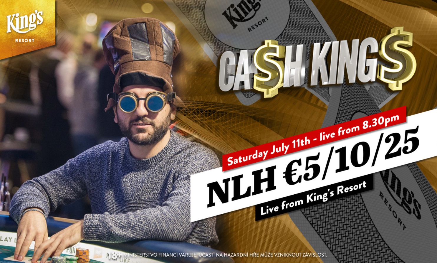 Přímý přenos sobotních Cash King's, hraje se €5/€10/€25 NLHE Přímý přenos sobotních Cash King's, hraje se €5/€10/€25 NLHE
